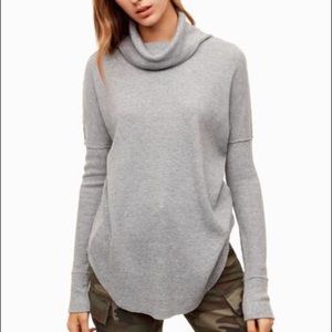 Cowell neck waffle long sleeve